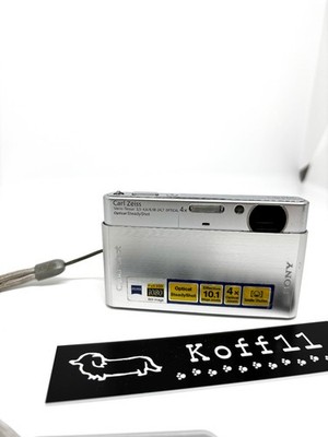 SONY Cyber Shot DSC-T77 Silver Camera w/Battery Charger Memory