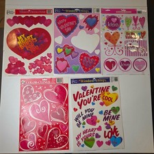 Classic Vintage Window Clings Valentines Day Holiday Heart Decorations 5 Sheets