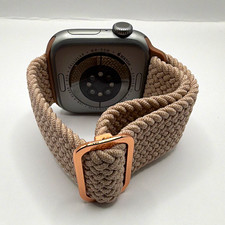 Beige Braided Nylon Strap Band Rose Gold Buckle for Apple Watch 42mm