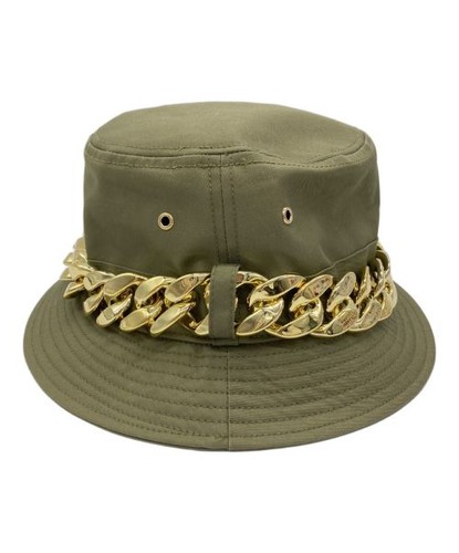 Michael Kors Fischerhut oliv Baumwolle mit Goldkette, unbenutzt - Bild 3 von 5