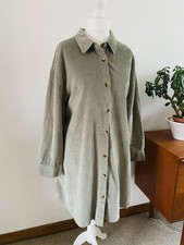 TU Jumbo Cord Shirt Dress UK 22 Pale Green With Belt & Pockets VGC