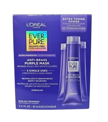 L'Oréal Paris Ever Pure Anti-Brass Purple Mask - 3 Single Uses