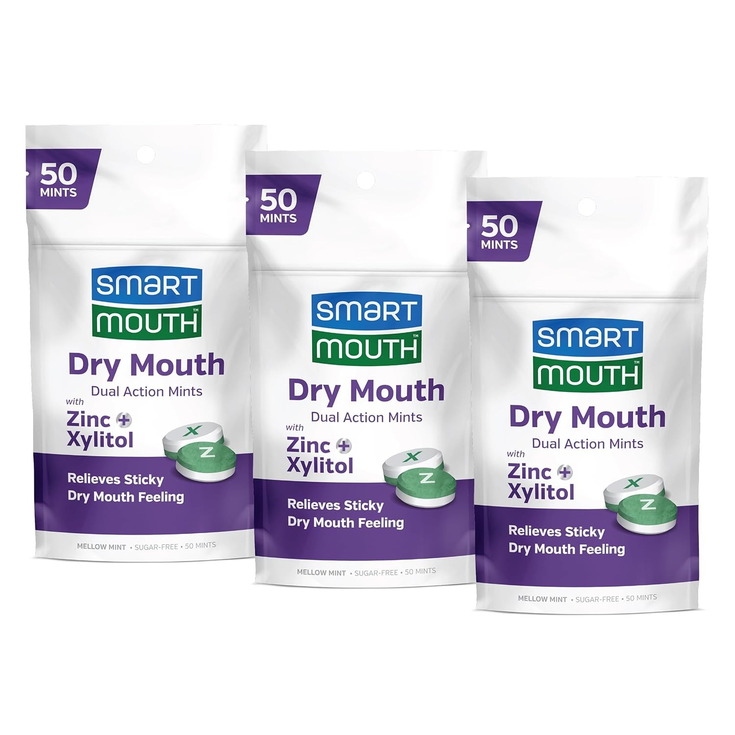 SmartMouth Dry Mouth Dual-Action Mints - Sugar-Free Breath - 50 Count,... 