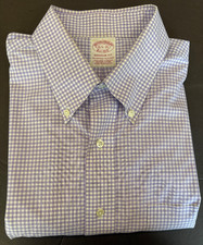 Brooks Brothers 1818 Dress Shirt Mens 16.5 - 35 Madison Fit Purple Check Stretch
