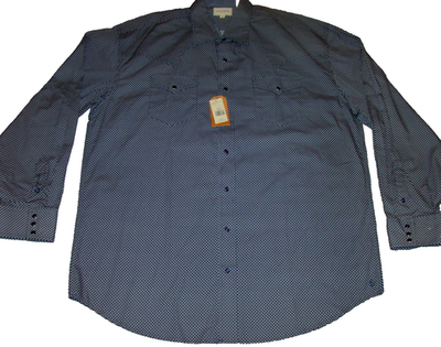 NWT Stetson Mens 2XL 100% Cotton Blue Pearl Snap Diamond Pattern