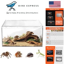 Escape-Proof Polycarbonate Reptile Terrarium with Magnetic Lid 360  View - Large