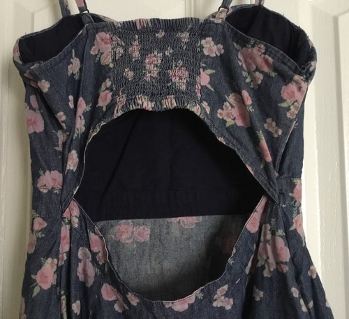 Jessica Simpson Blue Denim Floral Flare Sundress - Sz M - Picture 5 of 11