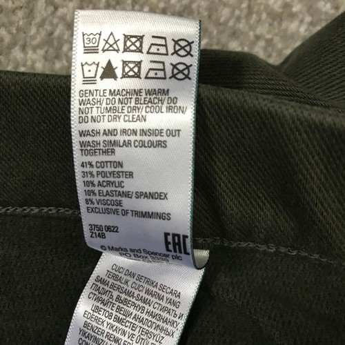 Jeggings verde kaki Marks & Spencer taglia 16 L26 cotone spesso elastico in vita - Foto 11 di 12