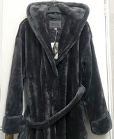  BNWT M&S Rosie Autograph  fleece hooded dressing gown charcoal Size M BNWT 