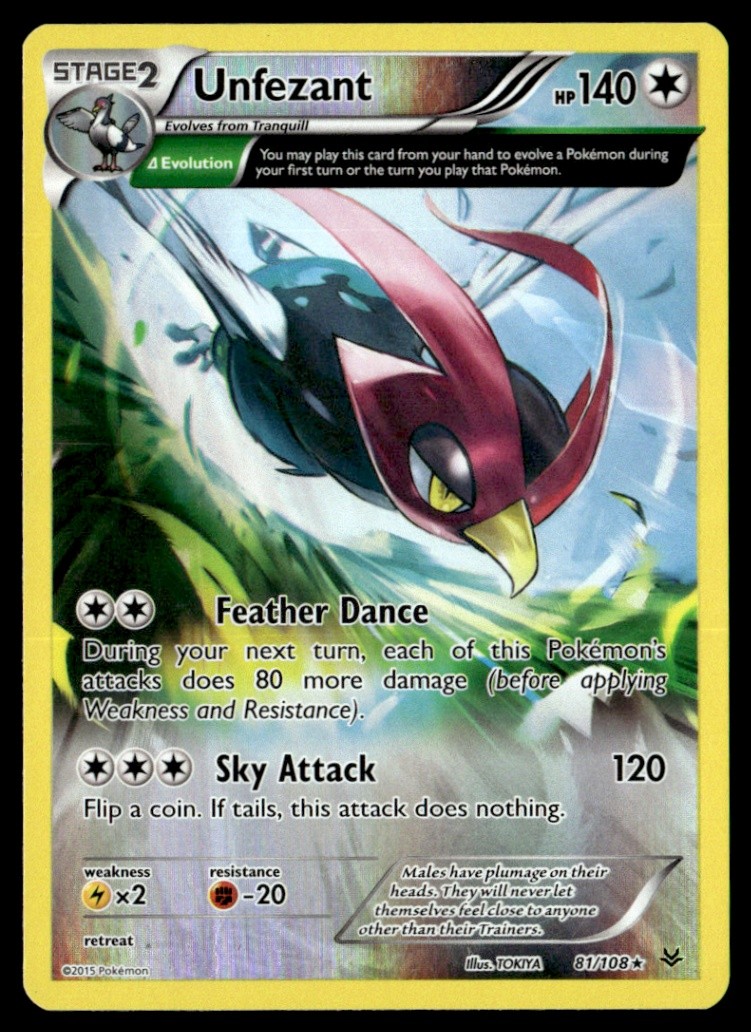 Unfezant (81 Delta) Rare Reverse Holo XY - Roaring Skies 81/108 NM Pokémon TCG