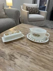 Vintage PYREX "Butterfly Gold" Pattern Butter Dish & Gravy Boat