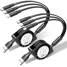 Retractable Multi Charging Cable - 3A 2Pack 3ft 3 in 1 Fast Charger Cord with
