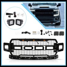 For Ford F150 Front Grill 2018 2019 2020 Raptor Style Mesh Grille W2side Lights