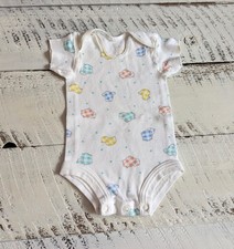 Carter  s Size 0-3M Vntg 1990s White  Gingham Farm Animal Print Bodysuit