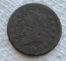 1810 Classic Head Copper Large Cent Rare Key Date Type Coin Fine Detail Corroded