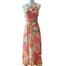 Adrianna Papell Formal Dress 6 Long Gown Small Floral Y2K Style Occasion Fairy 