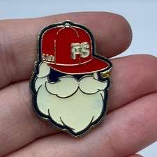 Lids Fitted Santa FS Beard Red Cap Enamel Lapel Pin Holiday Christmas