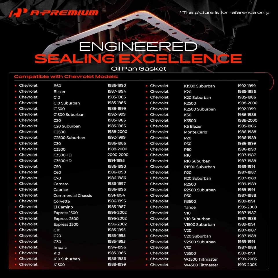 Комплект прокладок масляного поддона двигателя A-Premium для GMC C1500 Jimmy Yukon Cadillac Pontiac - Изображение 3 из 4