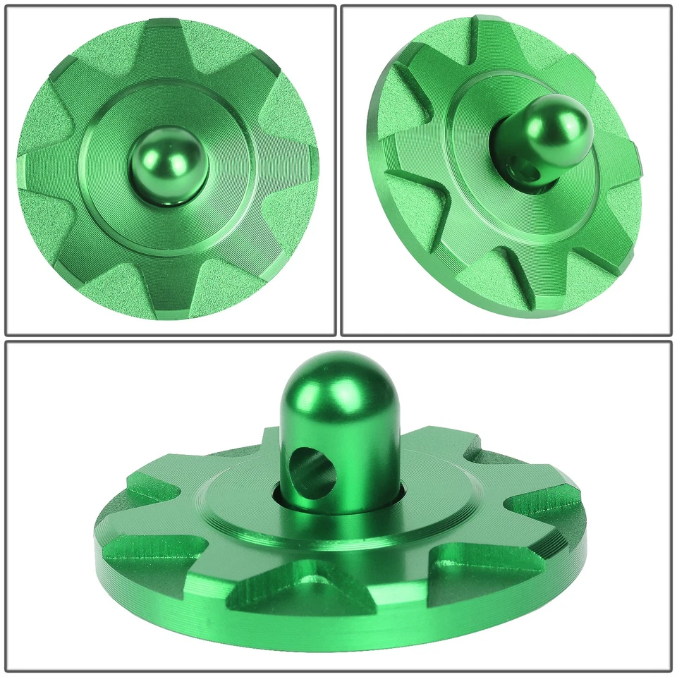 PAIR GREEN 60MM X 28MM ALUMINUM JDM COSMETIC MODS BILLET HOOD PIN CABLES W/TAPE - Image 3 of 4