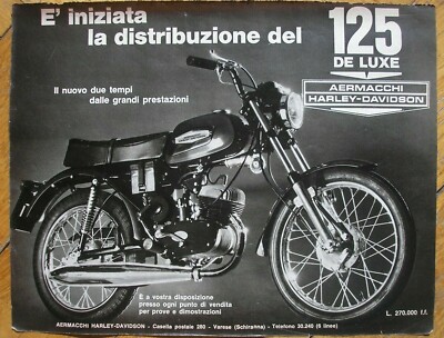 AERMACCHI HARLEY DAVIDSON 125 DE LUXE MOTO ORIGINAL 1972 ADVERTISING  PUBBLICITA | eBay