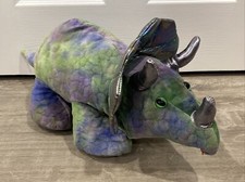 Dan Dee Triceratops Dinosaur Large Plush 21 Long Purple Green Tie Dye Style