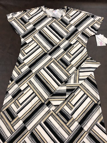 Marly Lularoe Dress White Black Striped 