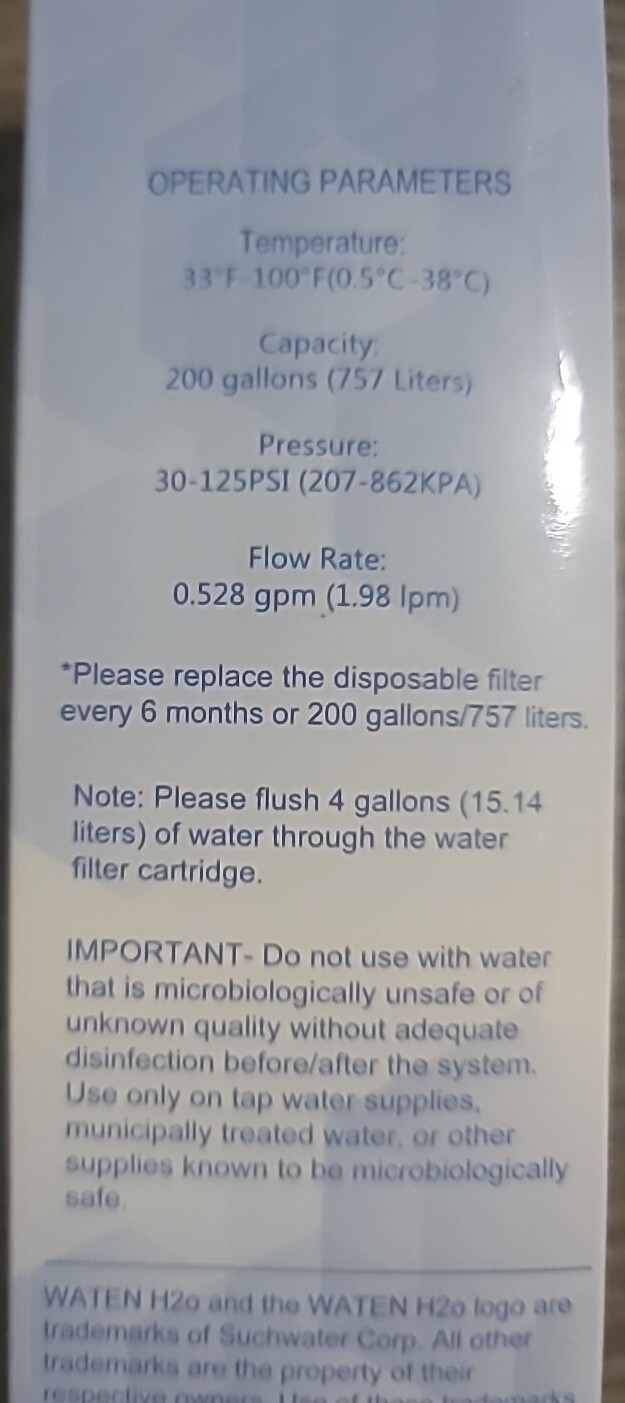 Waten H2O Replacement Filter For EDR1RXD1,W10295370A,W10295370