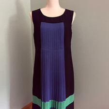 Ann Taylor Loft Colorblock Pleated Sleeveless Dress Size 6 Ship FREE