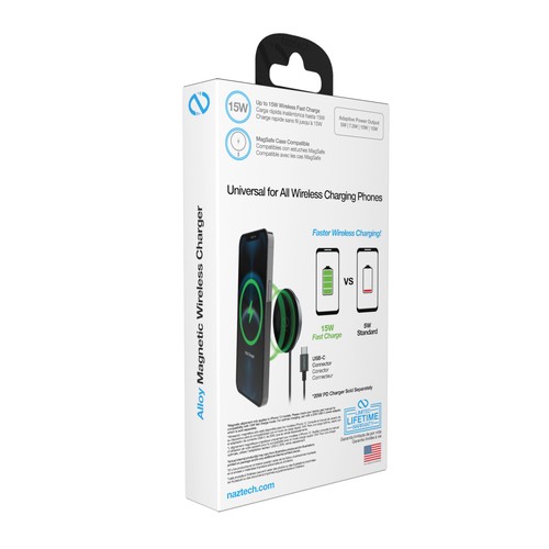 Naztech Alloy Magnetic 15W Wireless Fast Charger with Phone Case-Friendly Power - Picture 12 of 12