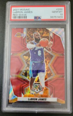 2021-22 Panini Mosaic Red Wave Prizm #298 LeBron James Los 2021-22 Panini Mosaic Red Wave Prizm #298 LeBron James Los