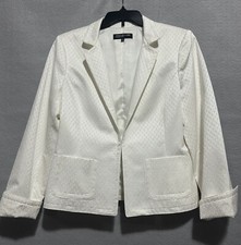 Jones New York Collection White Blazer Jacket Size 10 One Hook Lined