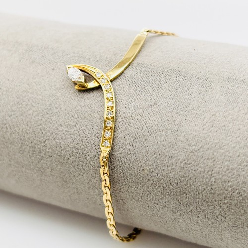 18ct Yellow Gold Marquise Diamond Bracelet 17.5cm 4.9g Preloved VAL $3300 - Picture 3 of 13
