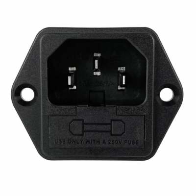 IEC AC Power Jack Chassis Mount Connector Plug with Fuse Holder