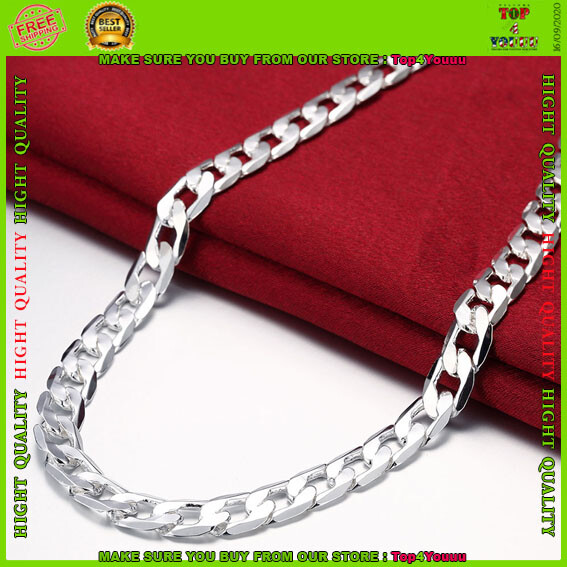 Collar de Plata de Ley 925 para Hombre Cadena Clásica de 8MM y 20/24 pulgadas