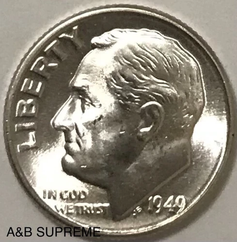 1949 D Roosevelt Dime From OBW Roll Estate CHOICE-GEM Bu Uncirculated 90% Silver
