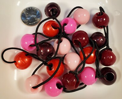 Pink Jumbo Beads Hair Knocker Scrunchie Balls - Ponytail Holders For Girls