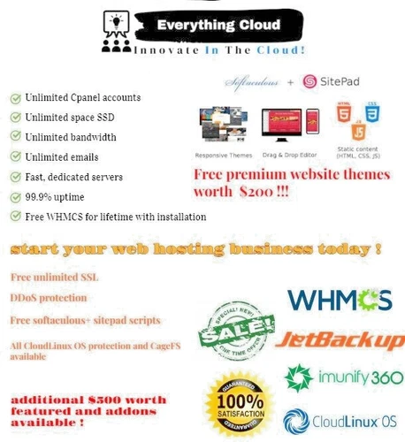 Reseller Web Hosting with cPanel/WHM +Enhanced Features Fast +SSD Monthly