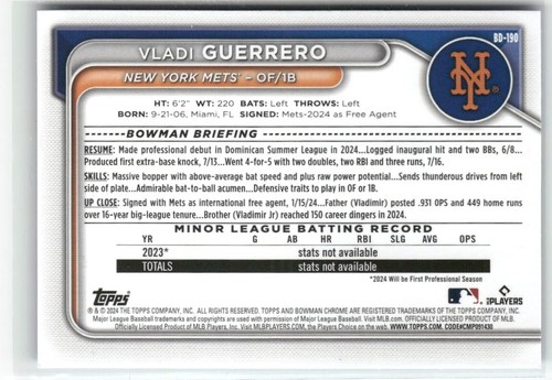 Vladi Guerrero 2024 Bowman Draft - You pick from Chrome, Refractors, S/N - Picture 10 of 26