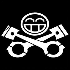 Smiley Piston Vinyl Decal / Sticker 2(TWO) Pack