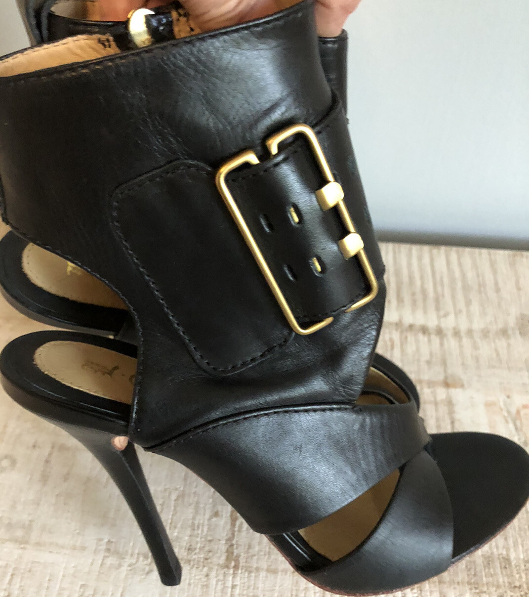 leather bootie sandals