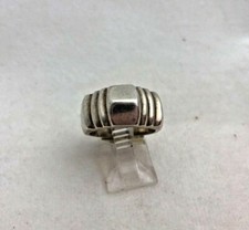 Solid Sterling Silver .925 10mm Wide Side Stepped Band Ring Size 6 1/2