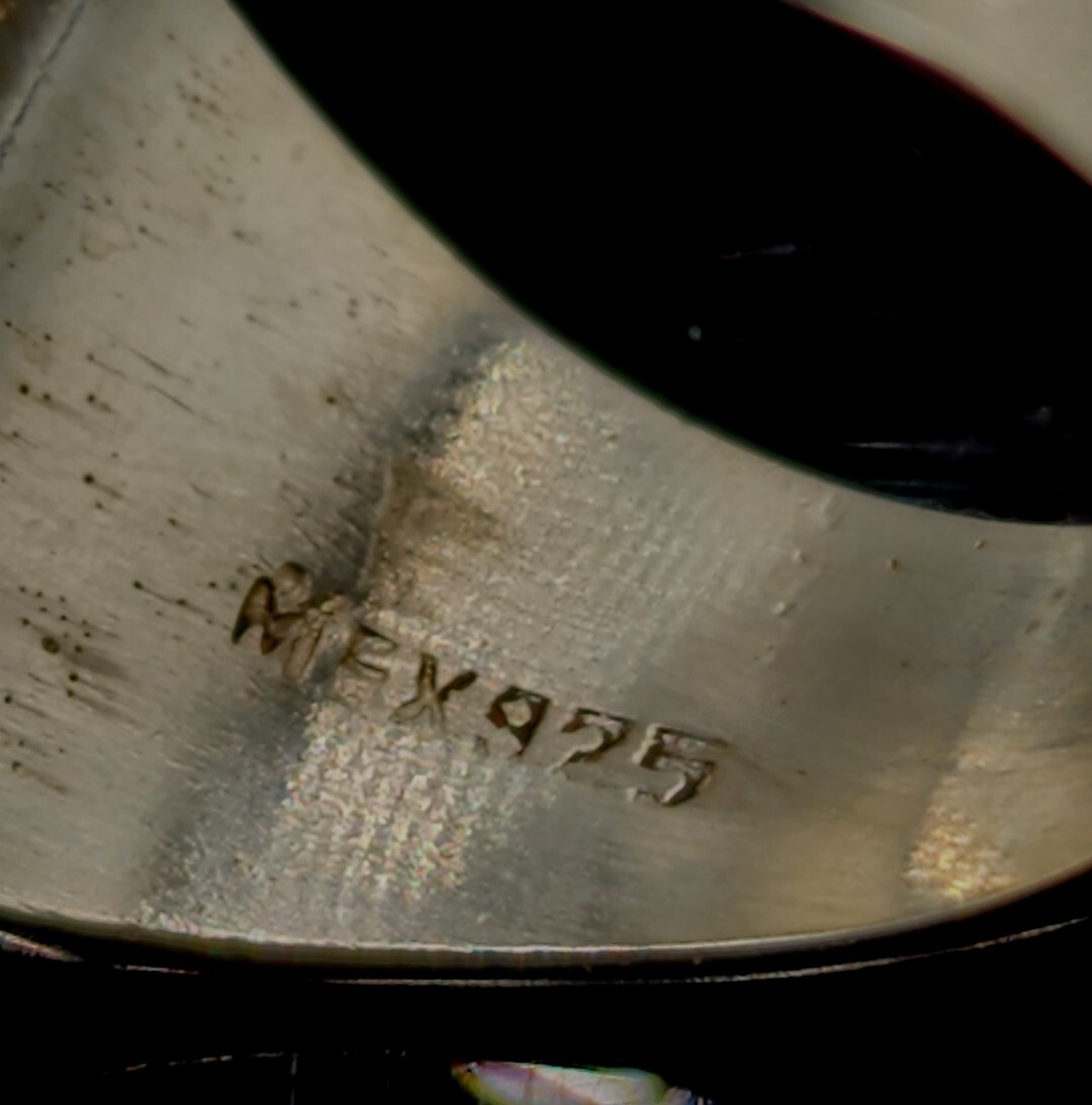 Vtg Solid Sterling Silver Beveled Angled Ring Han… - image 5