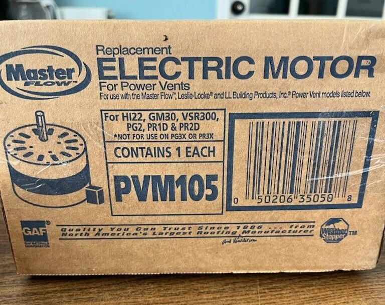 PVM105 Master Flow Replacement Power Vent Motor for EGV5, ERV4, ERV5, PR-1,  PR-2 | eBay