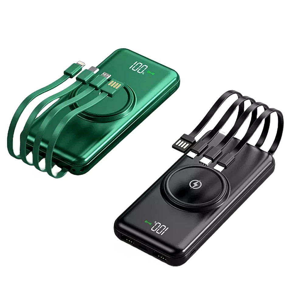 Wireless Power Bank W/ Cables 10,000mAh Portable Travel Charger Battery Backup - Image 3 of 4