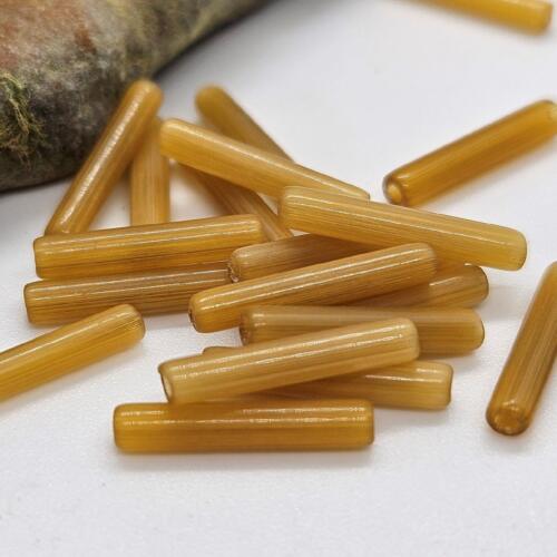 20 True Vintage Wheat Color 14mm Bugle Tube Glass Beads DIY Jewelry Making - Picture 1 of 3