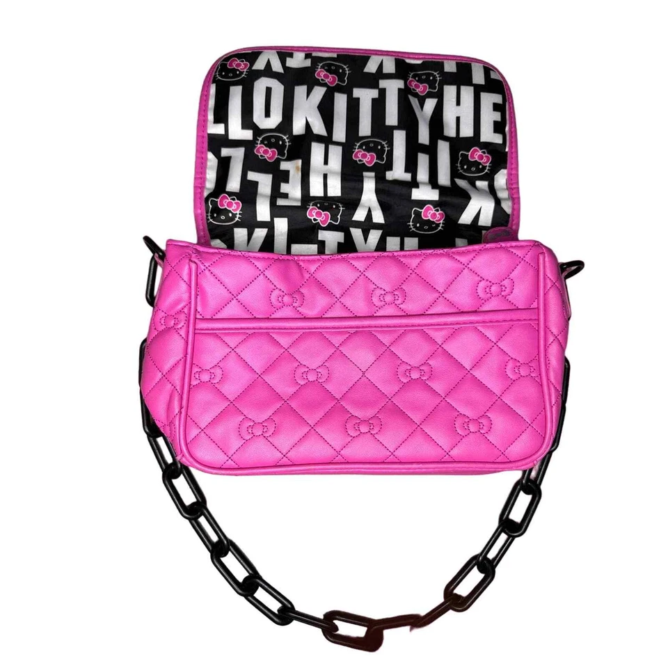 Bolso de hombro Sanrio KAWAII Hello Kitty acolchado rosa raro Foto 4 de 4