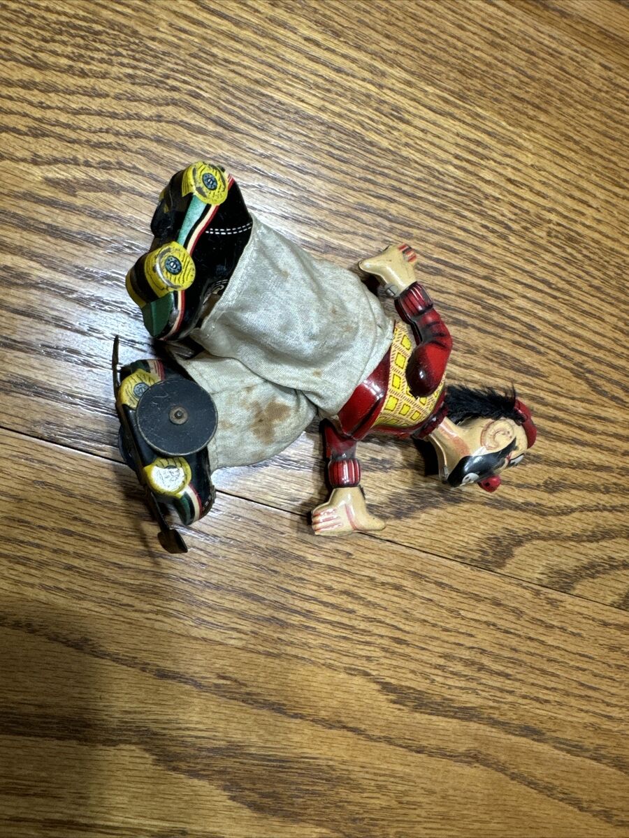 Vintage Roller Skating Hobo Clown Wind-Up Tin Litho Toy TPS Vintage Roller Skating Hobo Clown Wind-Up Tin Litho Toy TPS