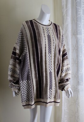MEGALOS Größe 2XT 3XT Funky French Wild Coogi-Style Rundhalsausschnitt Pullover