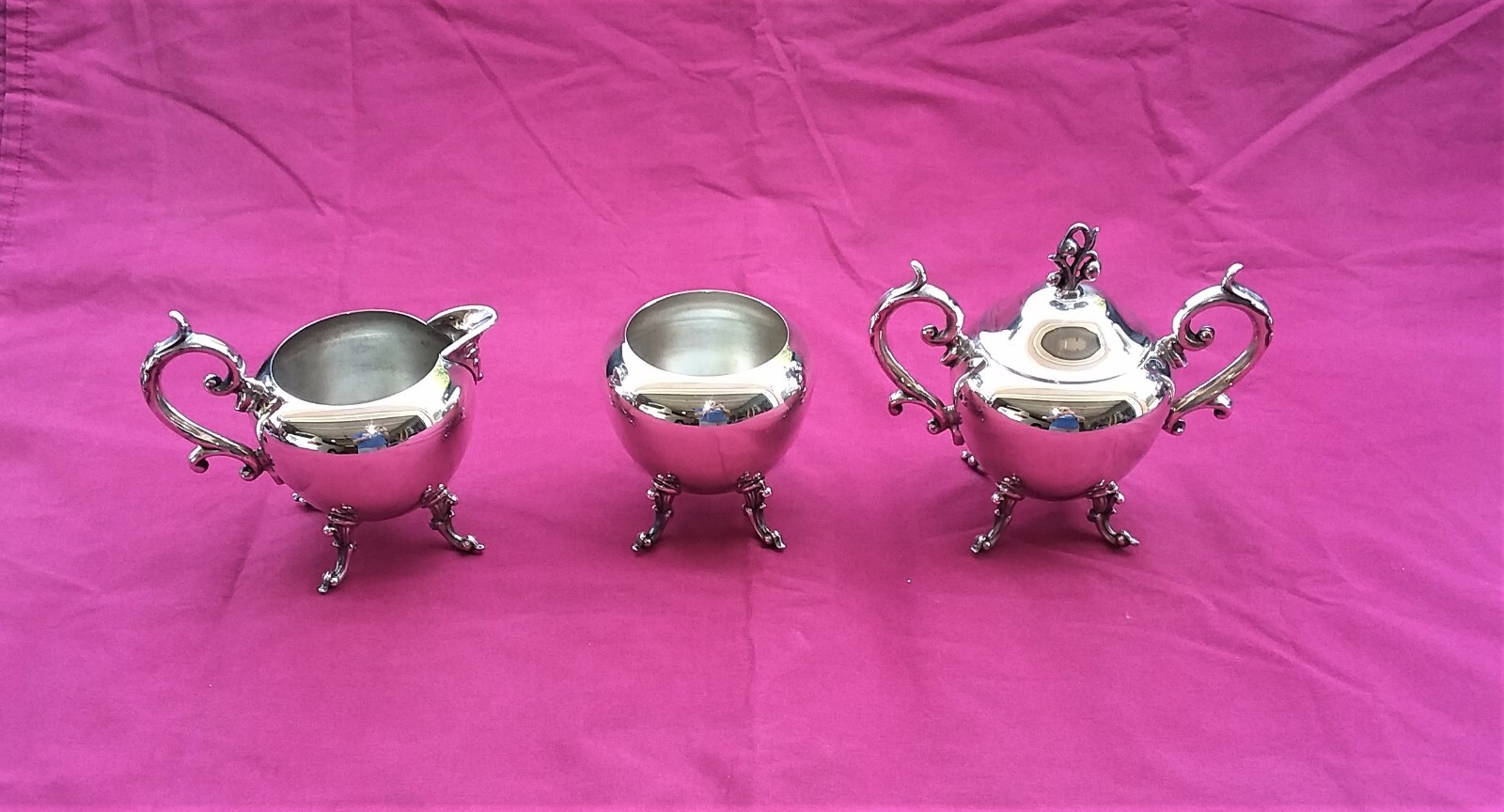 Vintage Birmingham Silver Co. Silver Plate 6 Piece Tea Set & Serving