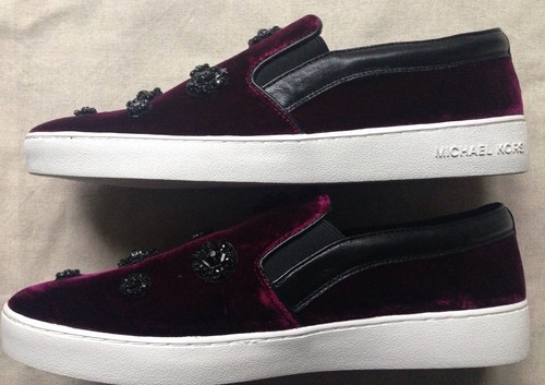 Michael Kors MK Keaton Terciopelo Vino Piedras Preciosas Sin Cordones Entrenador Bajos 8 8 8.5 42 - Imagen 8 de 9